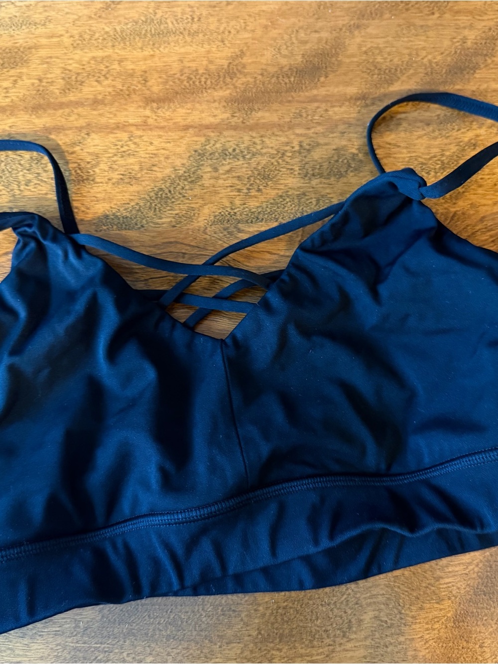 Strappy Black Sports Bra with Crisscross Detail size Medium like new